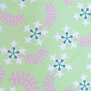 Pink green blue color traditional floral pattern trendy leaf stems with abstract floral design roller blind